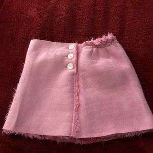 B Lulu Size 6 Pink Faux Suede 3 Button Skirt